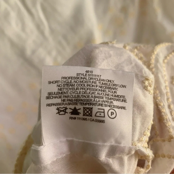 Tory Burch Chelsie Logo Embroidered Scallop Blouse White/Cream Sz 4 - Picture 7 of 8